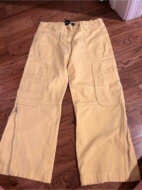BCBGMaxAzria Pale Yellow Cargo Zip-Hem Pants